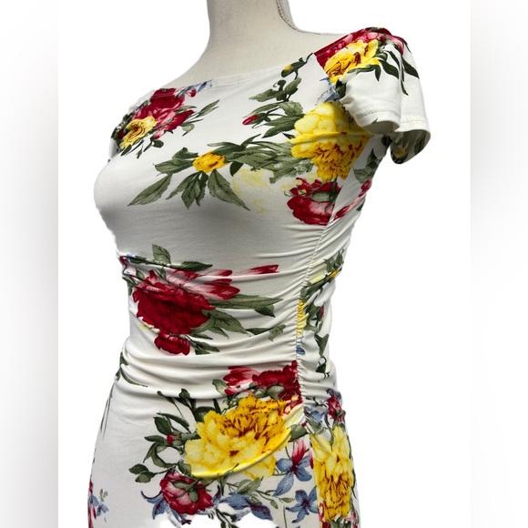 Mother Bee Maternity Short Sleeve Bodycon Floral Dress Size Small - Picture 3 of 13